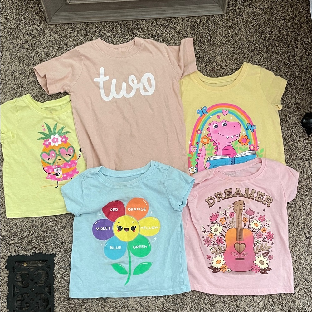 The Children's Place Graphic Tees Set - Pink, Yellow, Blue, Tan